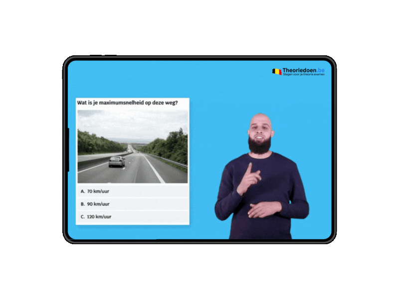 Theoriedoen.be app interface op smartphone - Auto theorie oefenen